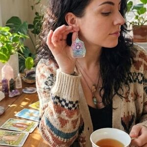 ​Spooky Cute Pastel Goth Ouija Planchette Earrings